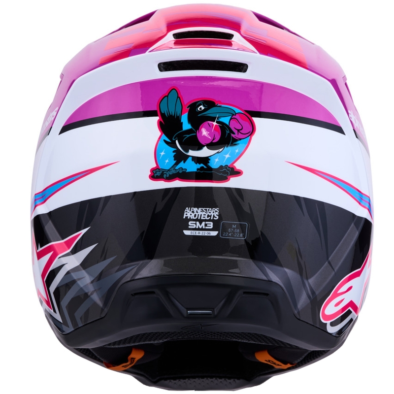 Κράνος μοτοσικλέτας Alpinestars S-M3 Falcon μωβ-λευκό-φλουορόζ