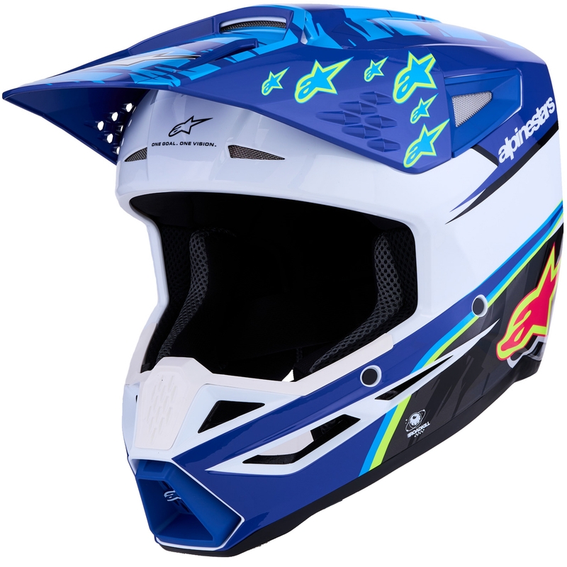 Κράνος μοτοσικλέτας Alpinestars S-M3 Falcon για motocross, μπλε-λευκό-μαύρο