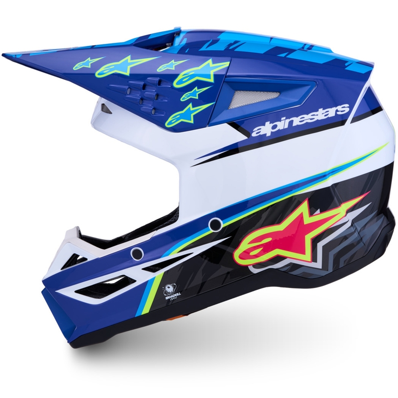 Κράνος μοτοσικλέτας Alpinestars S-M3 Falcon για motocross, μπλε-λευκό-μαύρο