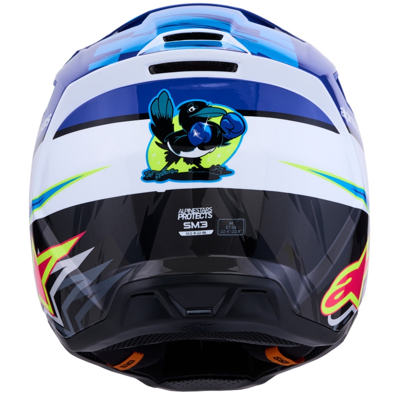 Κράνος μοτοσικλέτας Alpinestars S-M3 Falcon για motocross, μπλε-λευκό-μαύρο