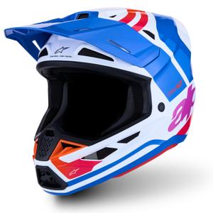 Κράνος motocross Alpinestars Supertech S-M7 Core λευκό-μπλε-πορτοκαλί