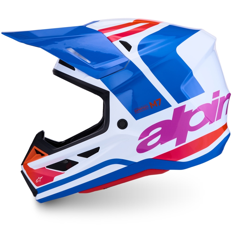 Κράνος motocross Alpinestars Supertech S-M7 Core λευκό-μπλε-πορτοκαλί