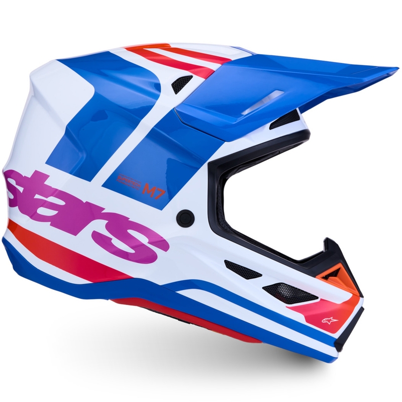 Κράνος motocross Alpinestars Supertech S-M7 Core λευκό-μπλε-πορτοκαλί