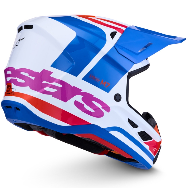Κράνος motocross Alpinestars Supertech S-M7 Core λευκό-μπλε-πορτοκαλί