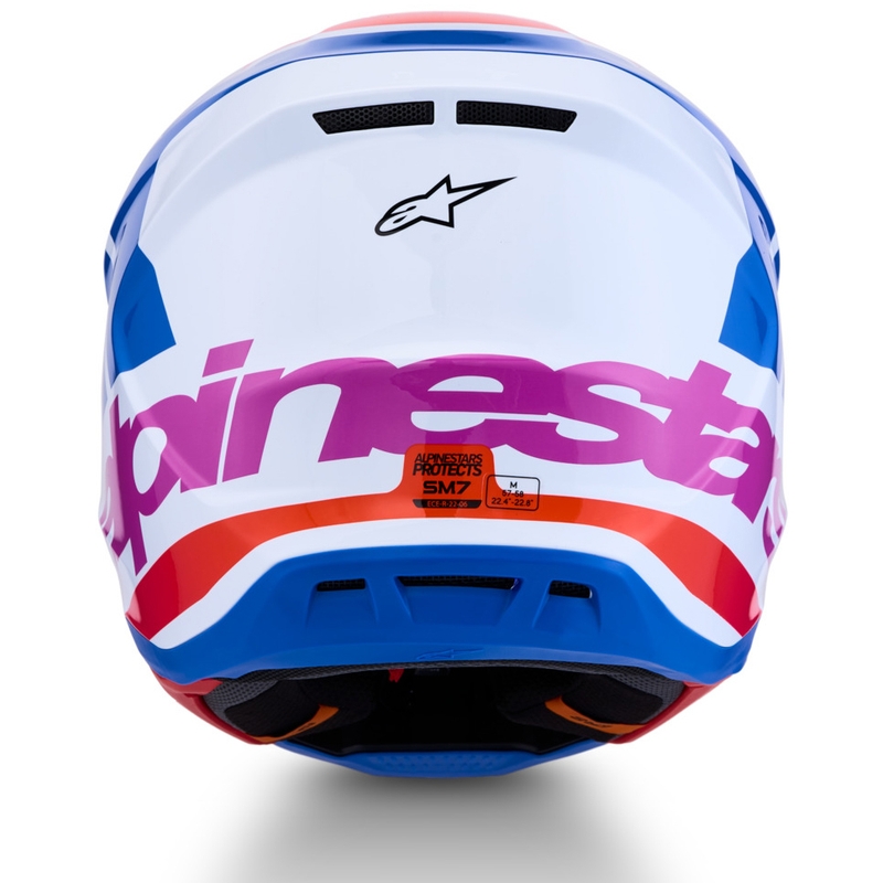 Κράνος motocross Alpinestars Supertech S-M7 Core λευκό-μπλε-πορτοκαλί