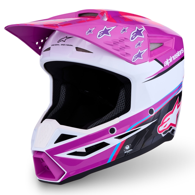 Παιδικό Κράνος Motocross Alpinestars S-M3 Falcon Μωβ-Λευκό-Μαύρο
