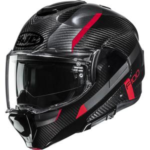 Κράνος μοτοσικλέτας HJC F100 Carbon Askan MC1 αναδιπλούμενο μαύρο-κόκκινο