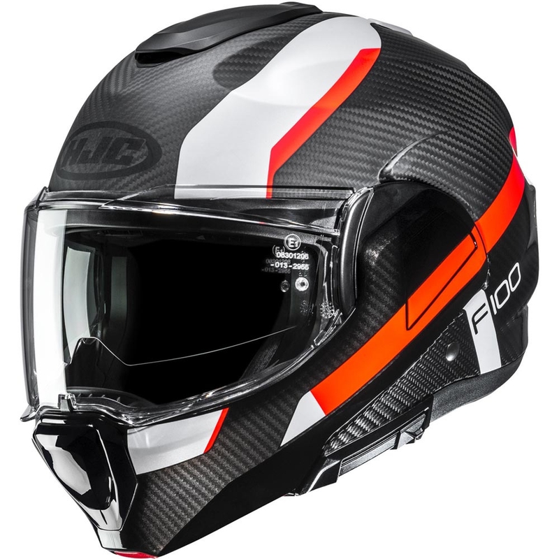 Κράνος μοτοσικλέτας HJC F100 Carbon Askan MC6HSF μαύρο-πορτοκαλί-λευκό-κόκκινο