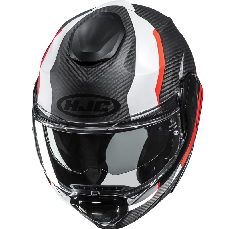 Κράνος μοτοσικλέτας HJC F100 Carbon Askan MC6HSF μαύρο-πορτοκαλί-λευκό-κόκκινο