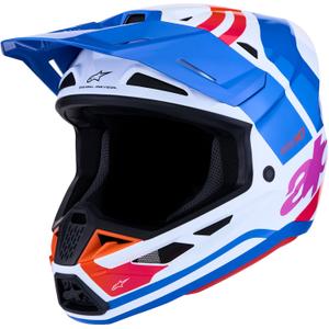 Κράνος motocross Alpinestars Supertech S-M7 Core λευκό-μπλε-πορτοκαλί
