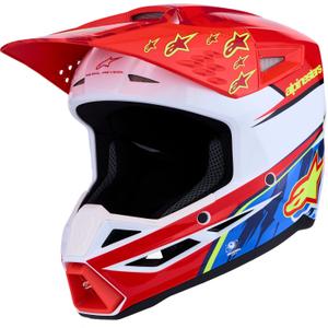 Κράνος μοτοσικλέτας Alpinestars S-M3 Falcon, φθορίζον κόκκινο-λευκό