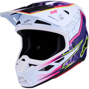 Κράνος μοτοσικλέτας Alpinestars Supertech S-M7 Blaster για μοτοσικλέτα, μωβ-λευκό