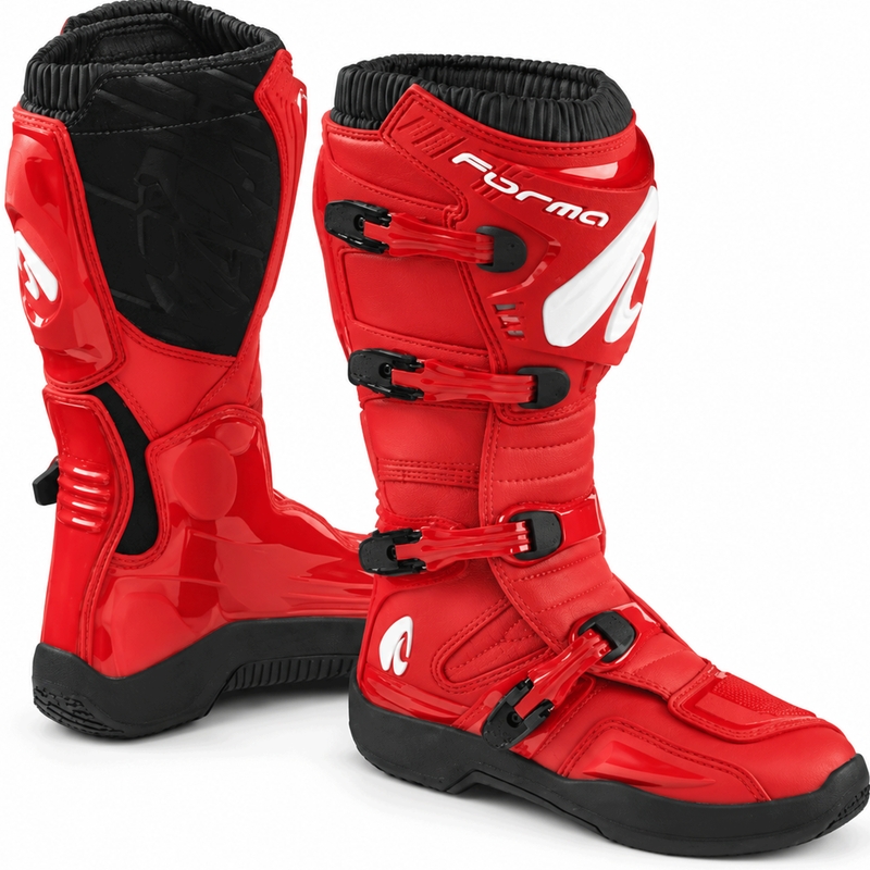 Μπότες motocross Forma Traction κόκκινες-μαύρες-λευκές