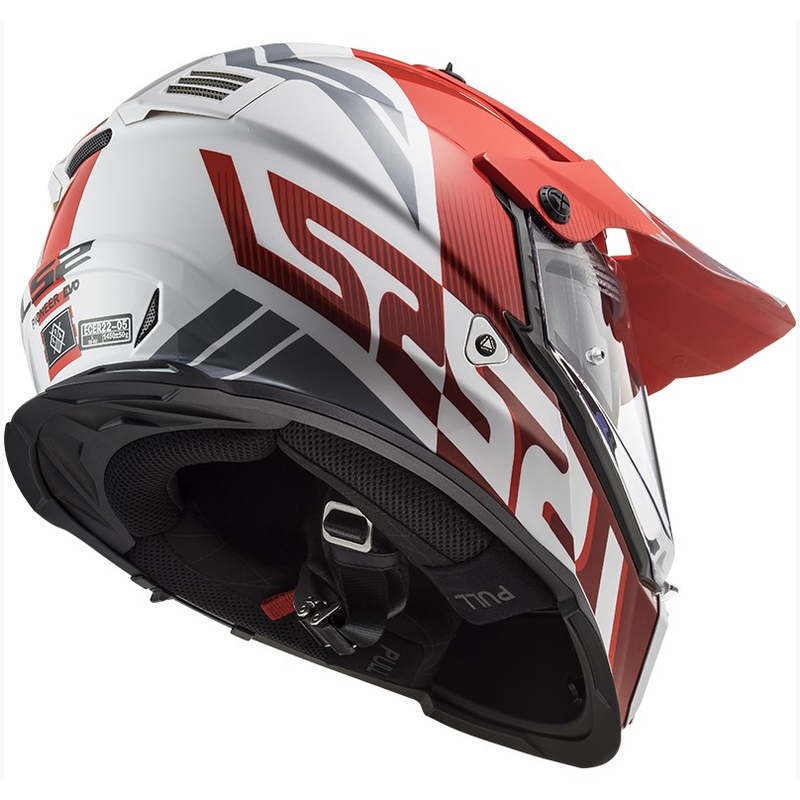 Κράνος Enduro LS2 MX436 Pioneer EVO Evolve λευκό-γκρι-κόκκινο