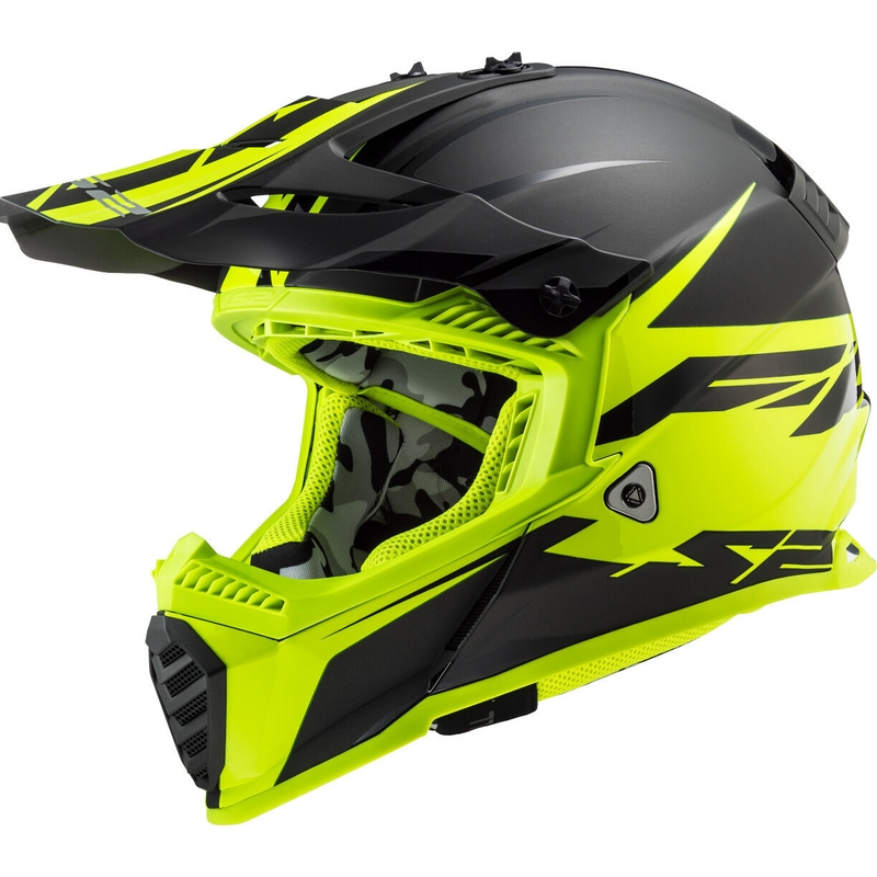 Κράνος Motocross LS2 MX437 Fast Evo Roar μαύρο-κίτρινο φλούο