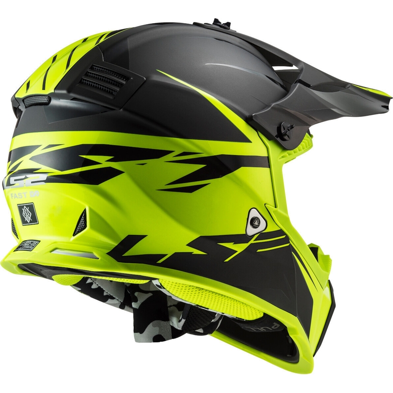 Κράνος Motocross LS2 MX437 Fast Evo Roar μαύρο-κίτρινο φλούο