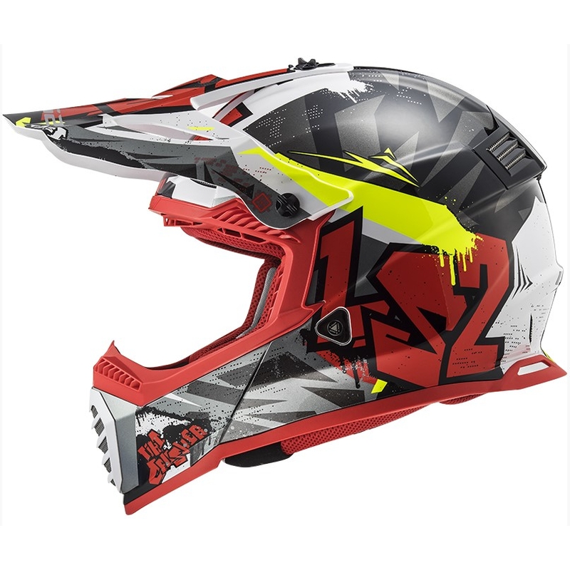 Motokrosová přilba LS2 MX437 Fast Evo Crusher černo-červeno-fluo žlutá