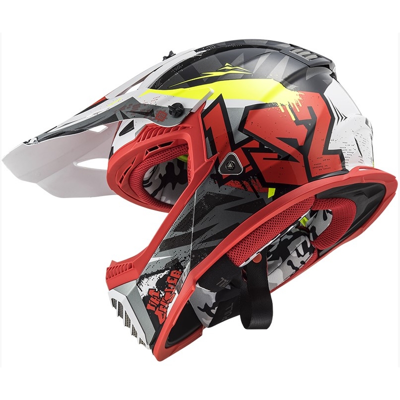 Motokrosová přilba LS2 MX437 Fast Evo Crusher černo-červeno-fluo žlutá