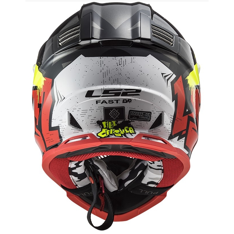 Motokrosová přilba LS2 MX437 Fast Evo Crusher černo-červeno-fluo žlutá