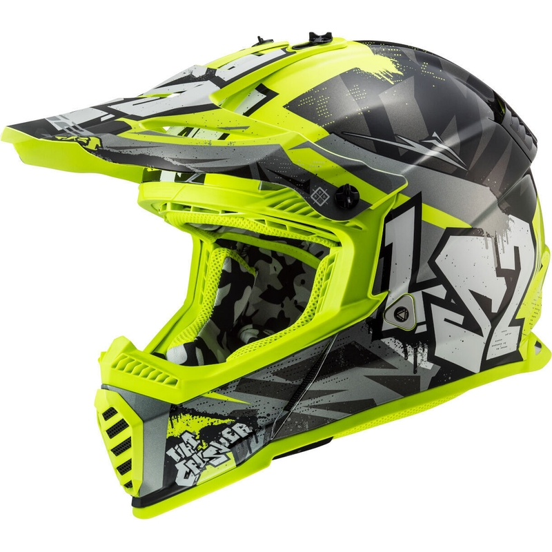 Dětská motokrosová přilba LS2 MX437 Fast Evo Mini Crusher černo-fluo žlutá