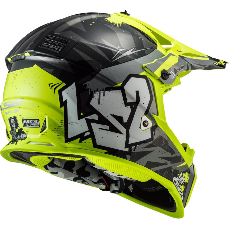 Dětská motokrosová přilba LS2 MX437 Fast Evo Mini Crusher černo-fluo žlutá