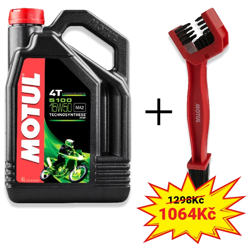 Σετ λαδιού Motul 5100 Ester 15W-50 4L + βούρτσα καθαρισμού αλυσίδας